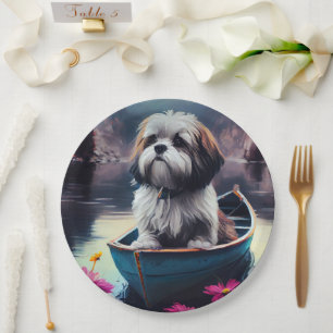 Lhasa Apso on a Paddle: A Scenic Adventure Paper Plate