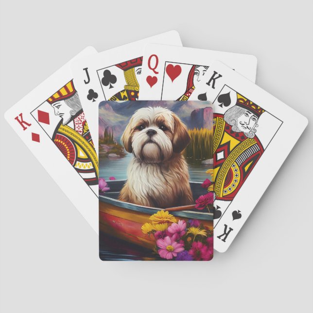 Lhasa Apso on a Paddle: A Scenic Adventure Playing Cards (Back)