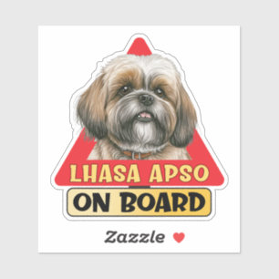 Lhasa Apso On Board Tibetan Dog Red Traffic Sign