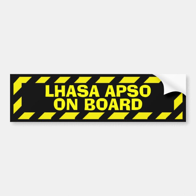 Lhasa Apso on board yellow caution sticker (Front)