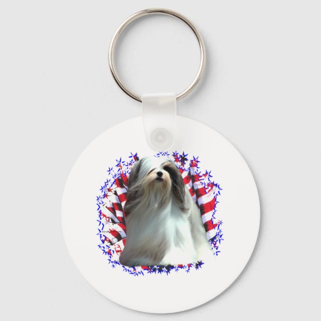 Lhasa Apso Patriot Key Ring (Front)