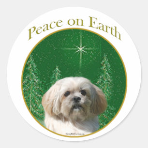 Lhasa Apso Peace Classic Round Sticker