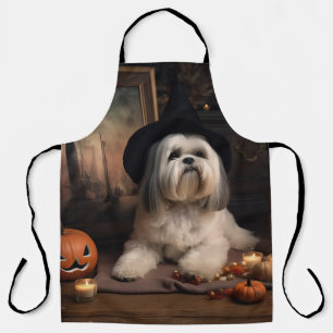 Lhasa Apso Pumpkins Halloween Scary Apron