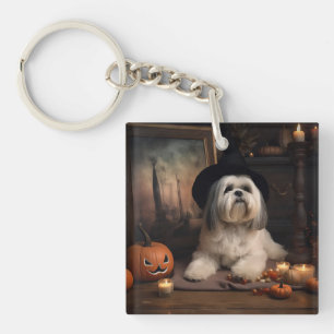 Lhasa Apso Pumpkins Halloween Scary Key Ring