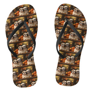 Lhasa Apso Puppy Autumn Delight Pumpkin Thongs