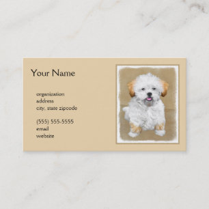 Lhasa Apso Puppy Painting - Cute Original Dog Art Business Card