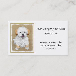Lhasa Apso Puppy Painting - Cute Original Dog Art Business Card