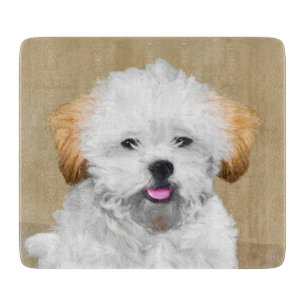 Lhasa Apso Puppy Painting - Cute Original Dog Art Cutting Board
