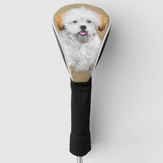 Lhasa Apso Puppy Painting - Cute Original Dog Art Golf Head Cover (Front)