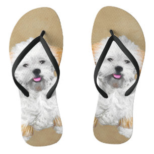 Lhasa Apso Puppy Painting - Cute Original Dog Art Thongs
