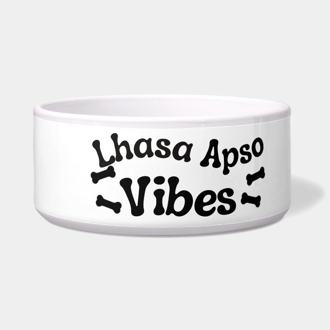 Lhasa Apso Vibes Ceramic Dog Bowl (Left)