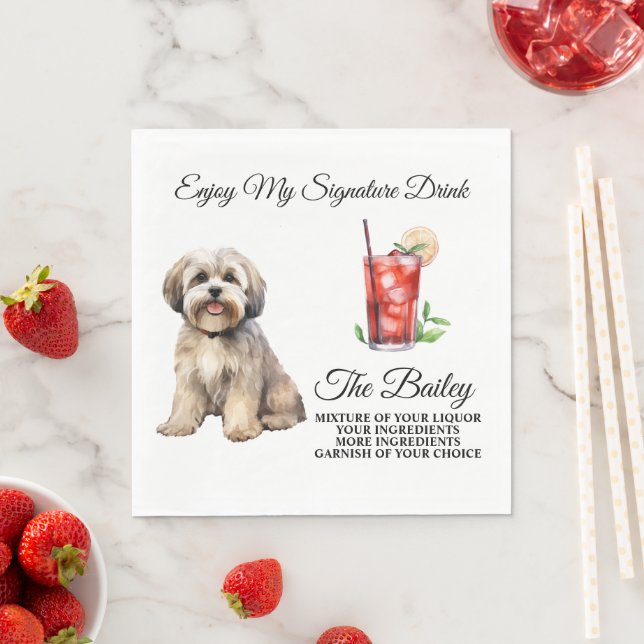 Lhasa Apso Wedding Signature Drink Napkins (Insitu)
