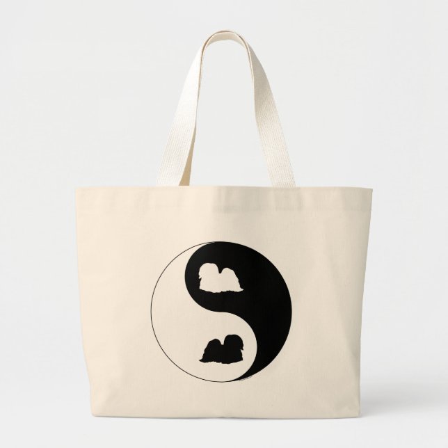 Lhasa Apso Yin Yang Large Tote Bag (Front)