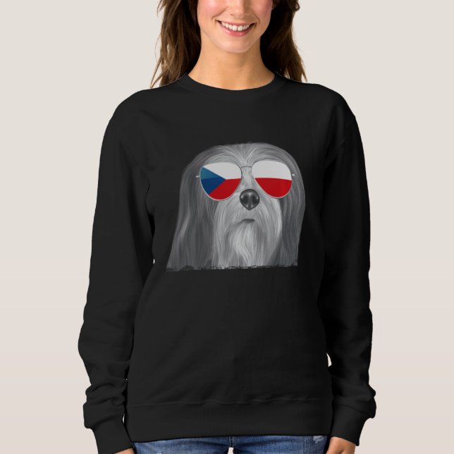 Lhasa Apsos Dog Czech Flag Sunglasses Sweatshirt (Front)
