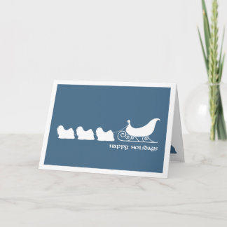 Lhasa Apsos Pulling Santa's Sleigh Holiday Card