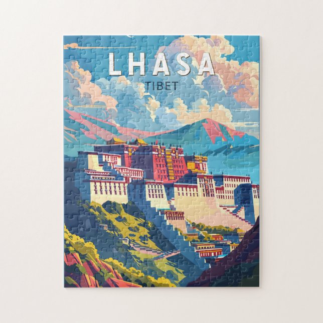 Lhasa Tibet Travel Art Vintage Jigsaw Puzzle (Vertical)