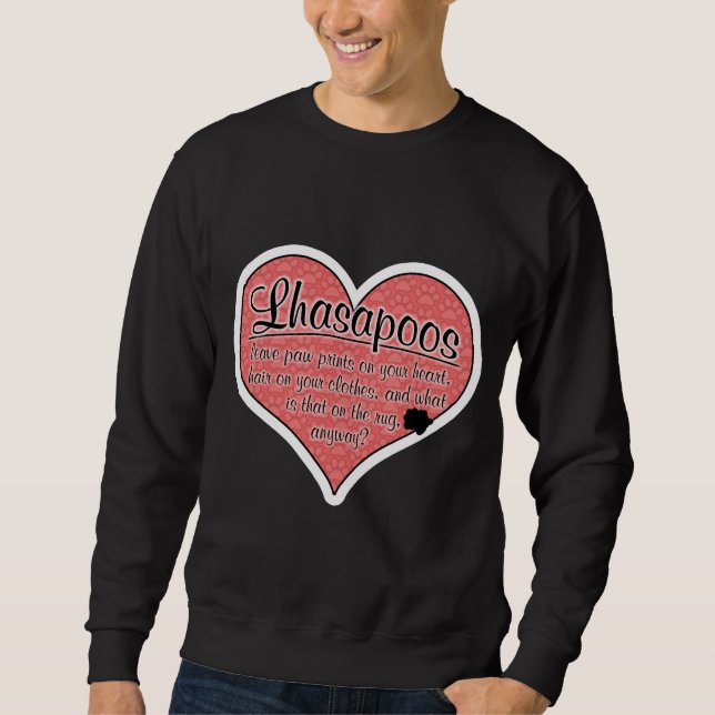 Lhasapoo Paw Prints Dog Humour Sweatshirt (Front)