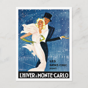 L'Hiver Monte Carlo Monaco Vintage Travel Postcard