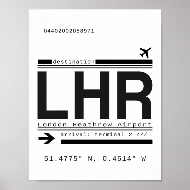 LHR London Heathrow Airport Call Letters Poster (Front)