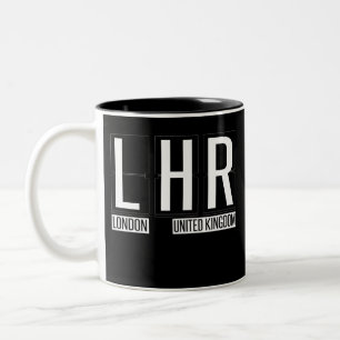 LHR - London Heathrow UK Airport Code Two-Tone Coffee Mug