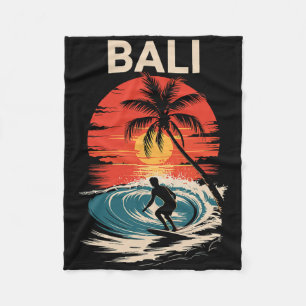 Li Beach Vibes, Fun Sunset And Surfing Retro Surf Fleece Blanket