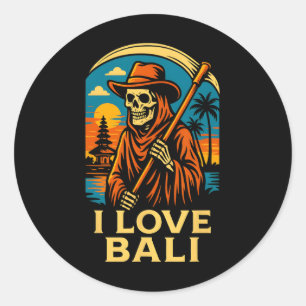 Li Indonesia I Love Li Vintage Womans Surfs Up Classic Round Sticker