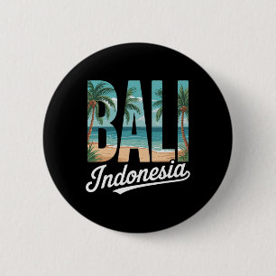 Li Indonesia Tropical Beach Palm Trees And Ocean A 6 Cm Round Badge