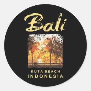 Li Kuta Beach Indonesia Vintage Surfing Men Women Classic Round Sticker