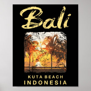Li Kuta Beach Indonesia Vintage Surfing Men Women Poster