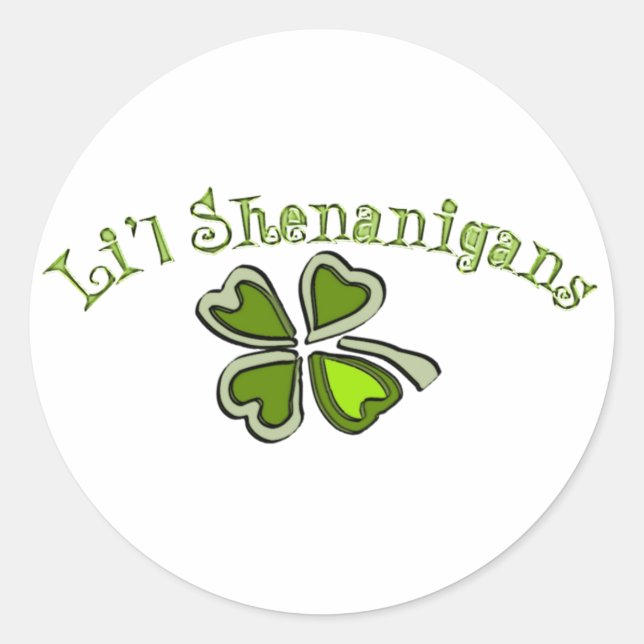 Li’l Shenanigans A Weird Party Shamrock Cartoonifi Classic Round Sticker (Front)