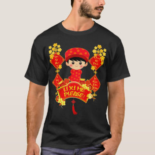 Li Xi Me Please Vietnamese Red Cute Ao Dai Boy Flo T-Shirt