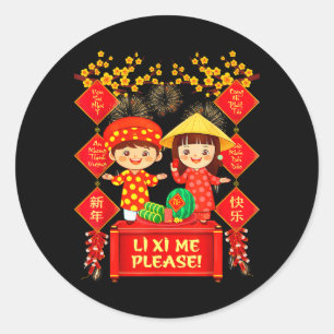 Li Xi Me Xuan Happy New Year TET Chuc Mung NAM Moi Classic Round Sticker