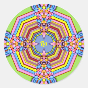 LIA EASTER ~ WOW! Multicolored Candy Easter Giving Classic Round Sticker