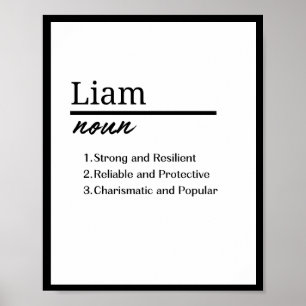 Liam, Boy Personalised Name Definition Poster