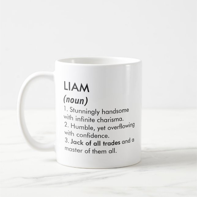 Liam name, Editable name, Custom name Coffee Mug (Left)