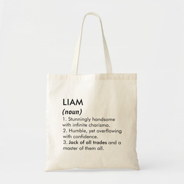 Liam name, Editable name, Custom name Tote Bag (Front)