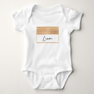 Liam Name Reveal Baby Hello My Name Is Label Boy Baby Bodysuit
