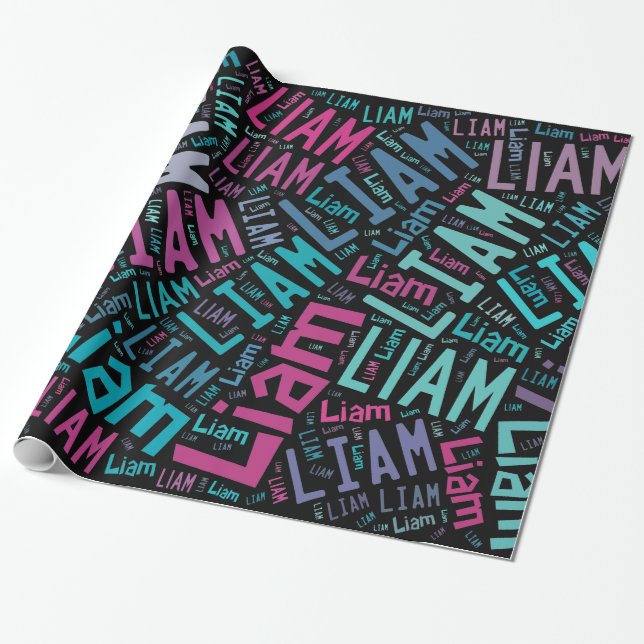 LIAM Name text design - Change background Wrapping Paper (Unrolled)