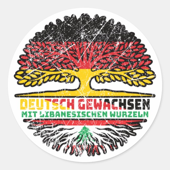 Libanon Libanesisch Deutsch Deutschland Baum Classic Round Sticker (Front)