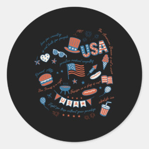 Liberal 4th Of July Patriotic Subtle Coquette Anti Classic Round Sticker
