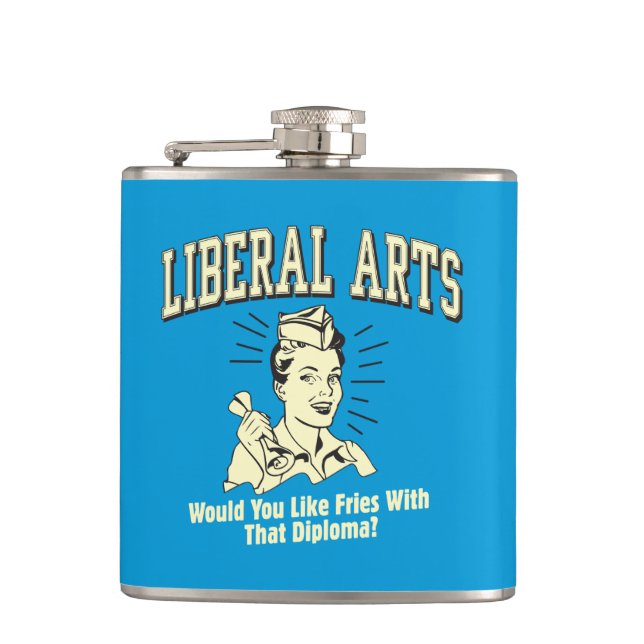 Liberal Arts: Like Fries With Diploma Hip Flask (Front)