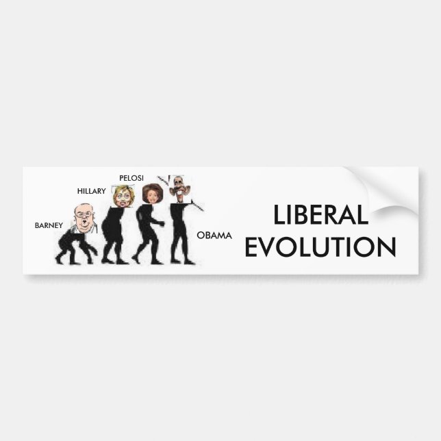 liberal evolution bumper sticker (Front)