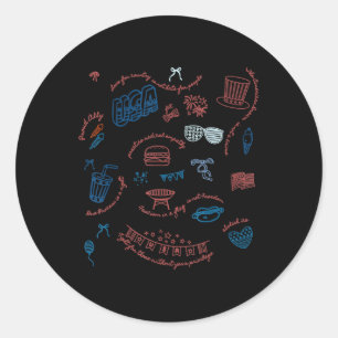Liberal Fourth Of July Doodle 4th Of July For Men Classic Round Sticker