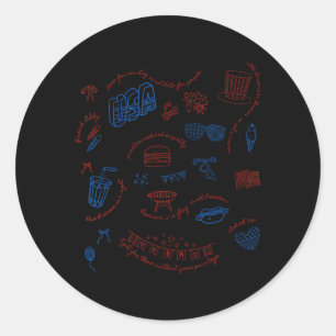 Liberal Fourth of July Doodle Secret Subtle Classic Round Sticker