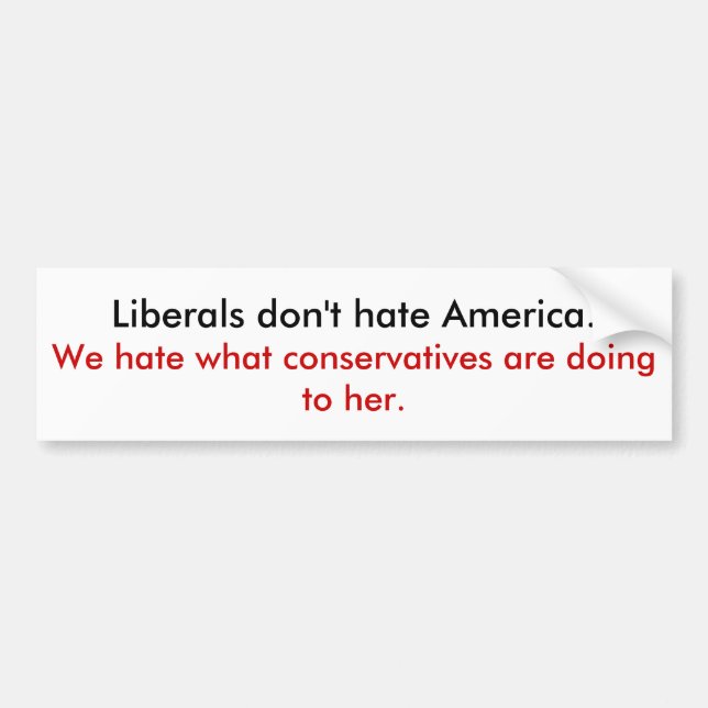 Liberals don't hate America Bumper Sticker (Front)