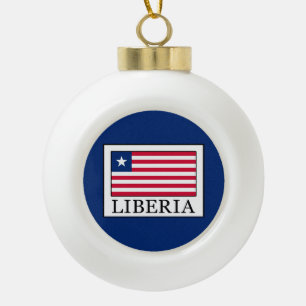Liberia Ceramic Ball Christmas Ornament