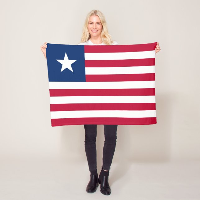 Liberia Flag Fleece Blanket (In Situ)