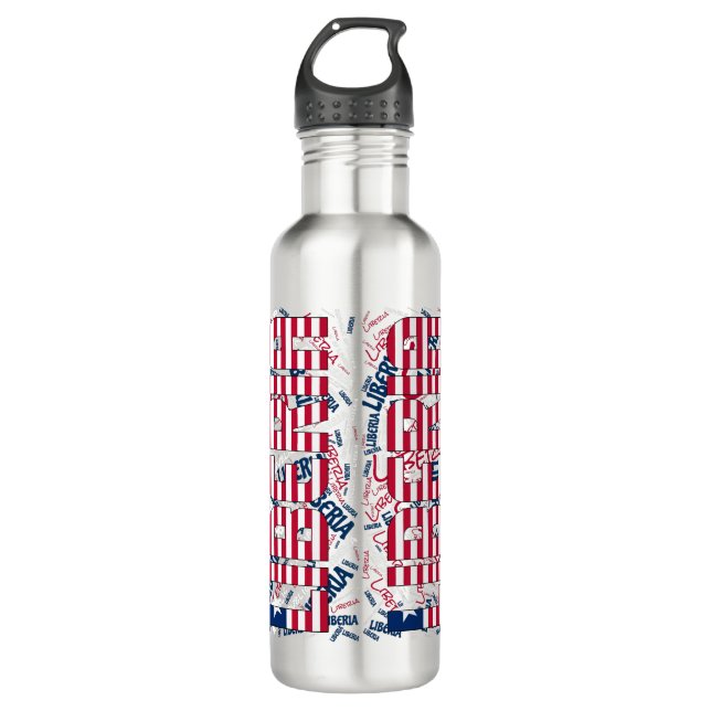 Liberia Flag Gorgeous Patriotic 710 Ml Water Bottle (Front)