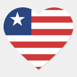 Liberia Flag Heart Sticker