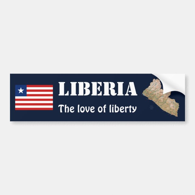 Liberia Flag + Map Bumper Sticker (Front)